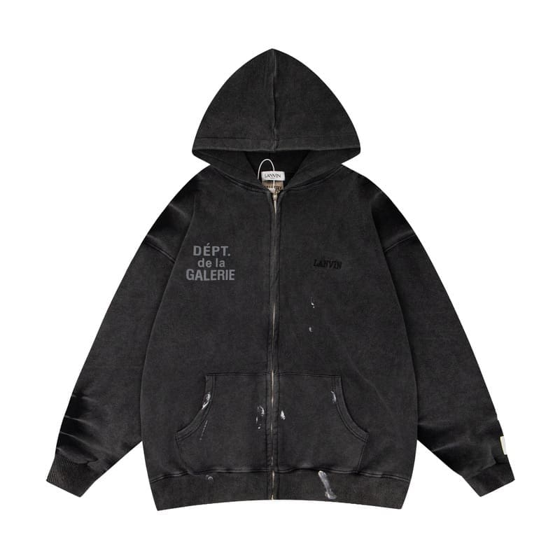 Gallery Dept Letter Embroidery Washed Cardigan Hoodie Coat